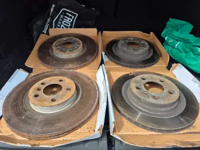 Just removed from vehicle as pads were worn and replaced with new rotors. Some surface corrosion and...