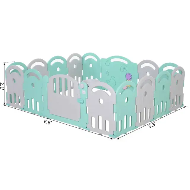 Qaba Baby Enclosure, 16 Panels Baby Playpen Baby Play Yard in Arts & Collectibles in Markham / York Region - Image 3