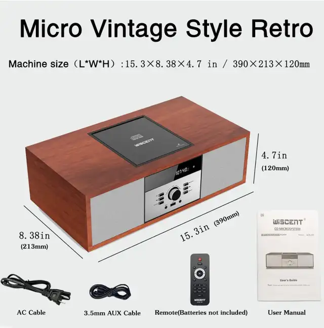 New Bluetooth Vintage Micro HiFi CD Play Stereo System for Home in Stereo Systems & Home Theatre in Calgary - Image 5
