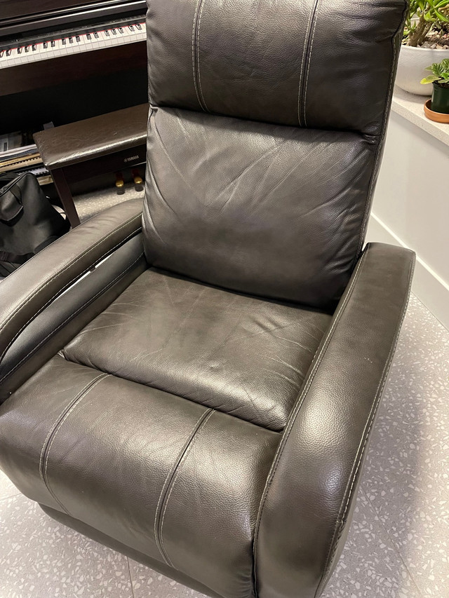 Charcoal leather power recliner  in Chairs & Recliners in Edmonton