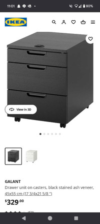 IKEA GALANT Drawer unit on casters, black stained ash veneer.