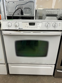  Amana white sliding glass top stove