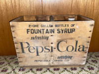 Vintage Pepsi-Cola Fountain Syrup 2-1 Gallon Bottle Wood Crate