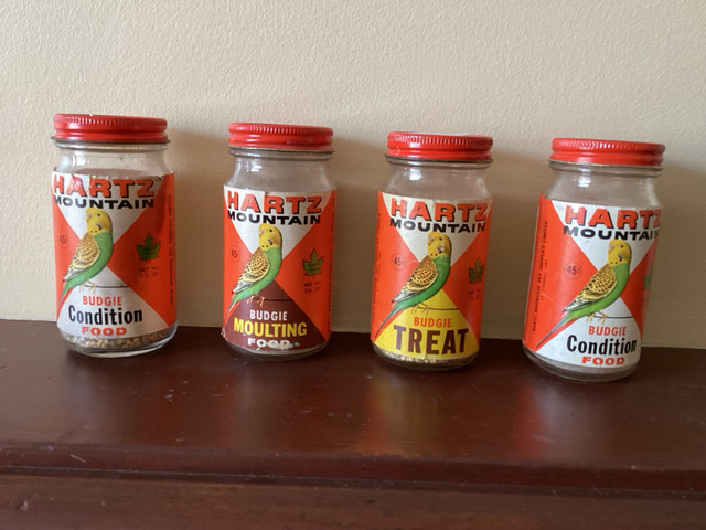 Vintage Rare Hartz Mountain Pet Bird Food Bottles Jars in Arts & Collectibles in Kamloops