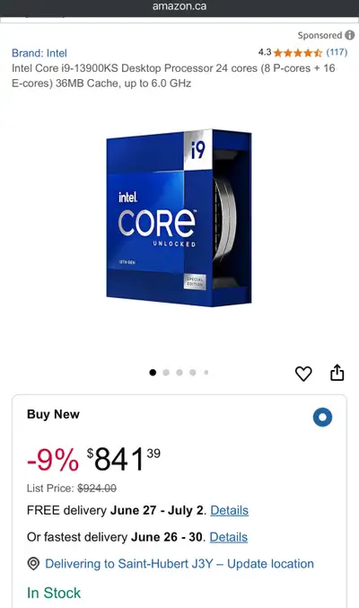 Intel CPU 13900ks for sale, View more