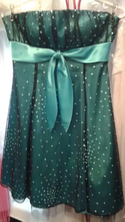 Teal Blue Strapless Sparkle Short Ladies Prom Party Dress Sz 4, View more