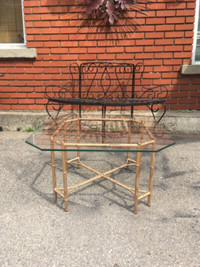 Hollywood regency faux bamboo coffee table vintage