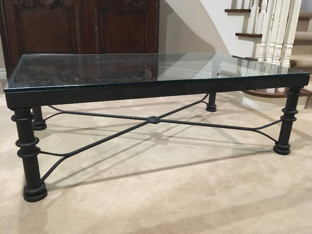 Designer Black Iron Table with glass top in Other Tables in Markham / York Region - Image 2