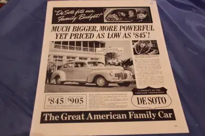 1940 De Soto De Luxe Coupe Original Ad, View more