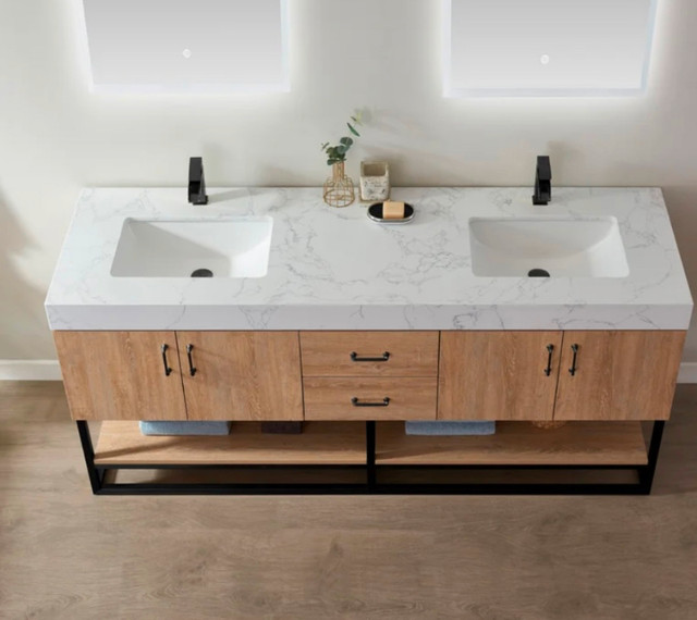 Annice 72'' Double Bathroom Vanity with Stone Top in Cabinets & Countertops in Oakville / Halton Region - Image 2