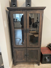 Stained wood liquor cabinet 