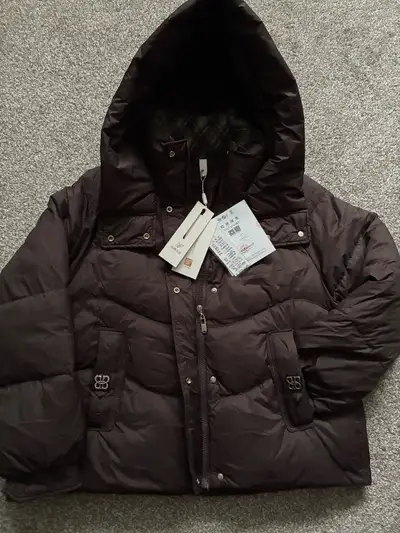 Dark Brown Puffer Jacket with Hood, View more