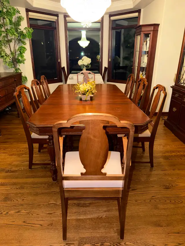 Solid walnut table, 8 chairs and buffet. will deliver in Calgary ...