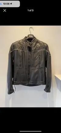 Black genuine leather motorcycle jacket 