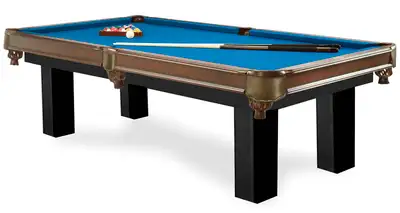 Table de billard Orleans 8 pieds couleur deux-tons Noyer et Noir avec ardoise naturelle 3/4 pouces,...