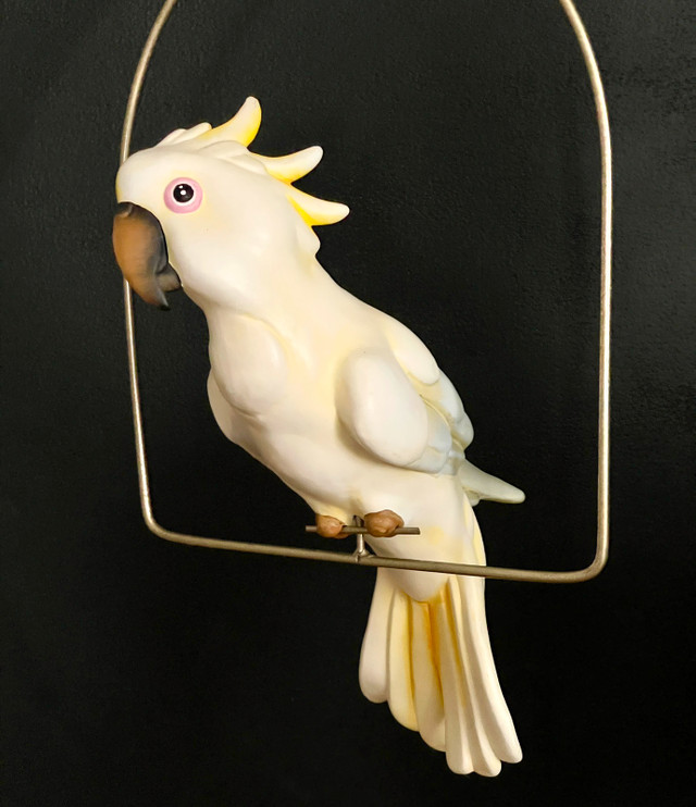 Vintage Ceramic Hanging Cockatoo & Copper Birdcage Stand in Arts & Collectibles in Leamington - Image 3