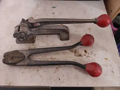 Pallet strapping tensioner and crimping tool, View more