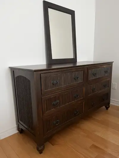 Commode 6 tiroirs en bois avec miroir, View more