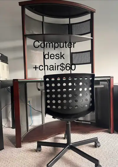 Computer desk and chair, View more