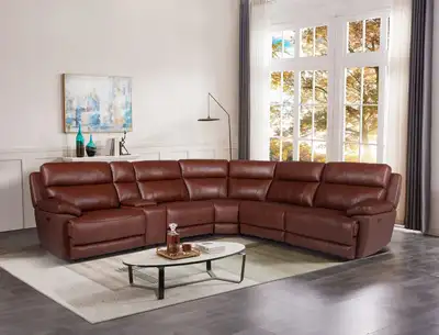 Genuine Leather Sectional Recliner, View more