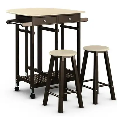 Costway 3PC Wood Kitchen Island Rolling Cart Table , View more