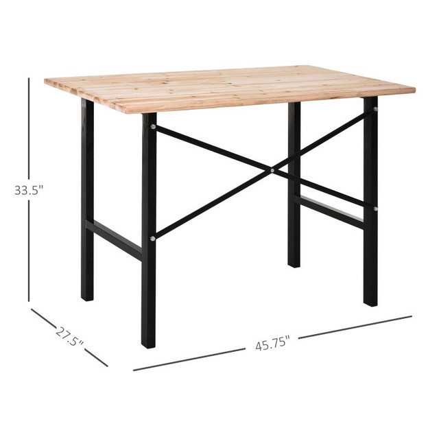 46" Workbench Table Fir Wood Top, Heavy-Duty Steel X-Shape Brack in Other Tables in Markham / York Region - Image 2