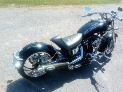 Fast full custom not grandpa's hd inverted front,dual disc,black mini metalflake paint,pm brakes,cus...