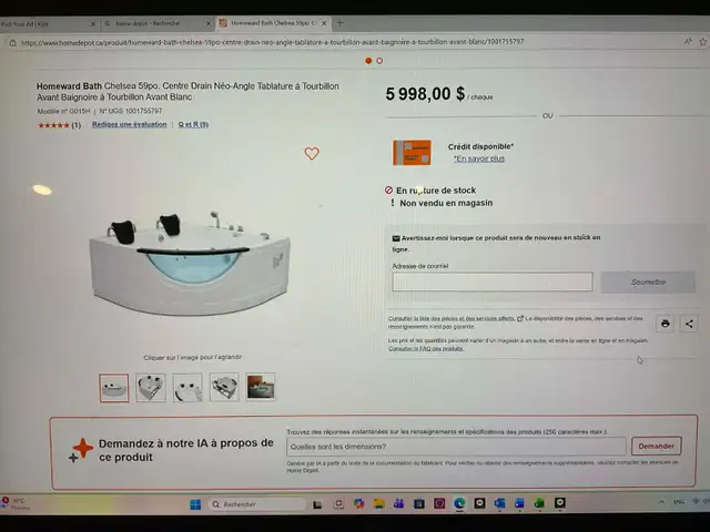 Baignoire a remous - whirlpool - Bathtub in Bathwares in Gatineau - Image 3