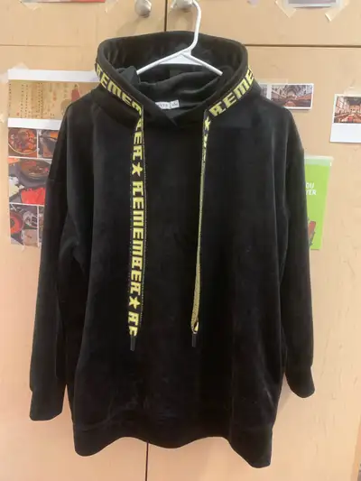 Black Velour Hoodie - Mid-Length Velvet Sweatshirt, View more