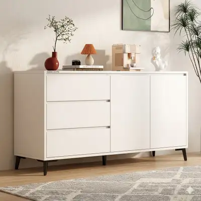 White Modern Sideboard Cabinet w Drawers & Doors 140/40/73.8cm ✅ Brand New – Sealed in Box Pickup Lo...