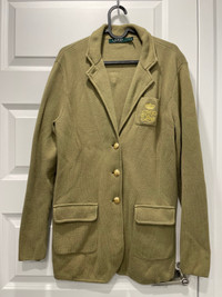 Ralph Lauren Women's Green and Gold Cardigan Large