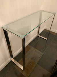 Silver and glass console table