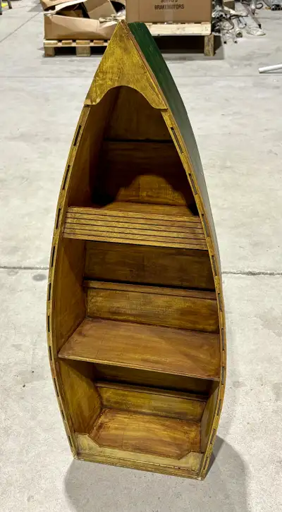 Vintage Wooden Decorative Boat-Shaped Display Shelf, View more