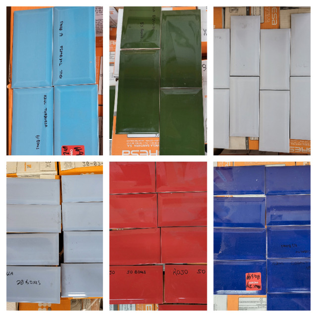 $1.99sf 4x8 COLORED BEVELLED SUBWAY TILES CLEARANCE DEAL in Floors & Walls in Mississauga / Peel Region