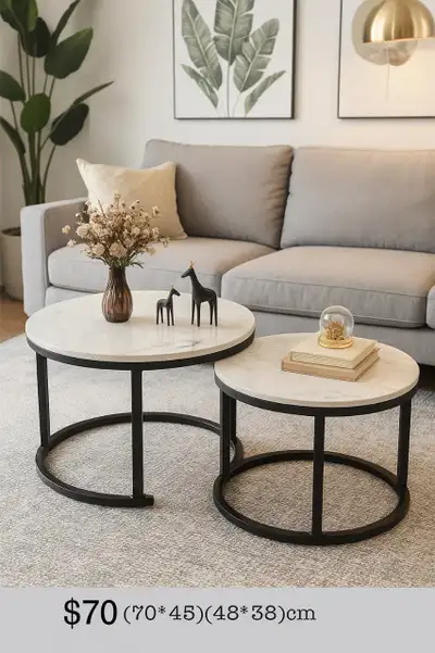 Modern Round Marble Coffee Table Set – $70Description:Beautiful , View more