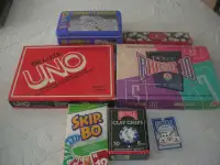 Game Lot- Phase 10 Deluxe, Deluxe Uno, Skip Bo. Clay Poker