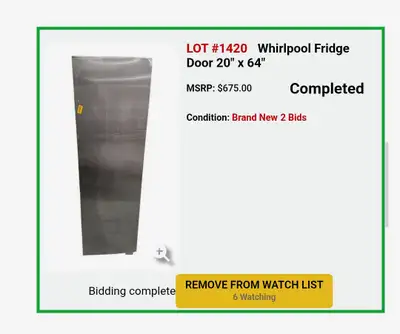 Whirlpool Fridge Door 20" x 64" - GREAT DEAL, View more