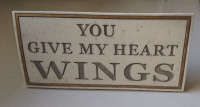 The Old Tin Shed Marble Desk Sign " You Give My Heart Wings"