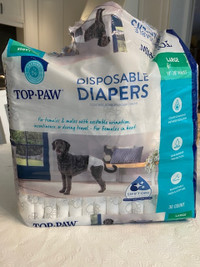 Disposable dog diapers 30 count $25 Brand new bag, wrong size