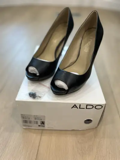Never Worn - ALDO Black Leather Stiletto Heels (Size 37 / US6-7), View more