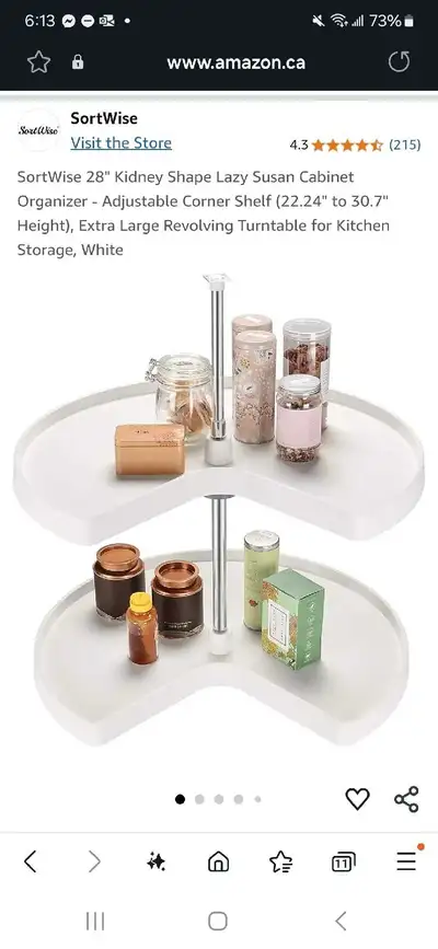 Brand new, never used or assembled. SortWise 28" Kidney Shape Lazy Susan Cabinet Organizer – adjusta...