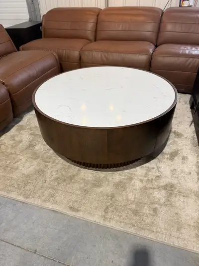 Round stone top coffee table , View more