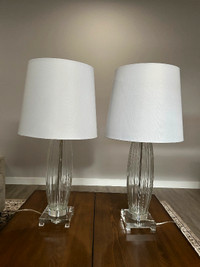 2-Clear glass 32” table lamps