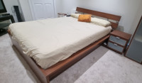 Ikea double bed with 2 matching side tables & orthopedic mattres