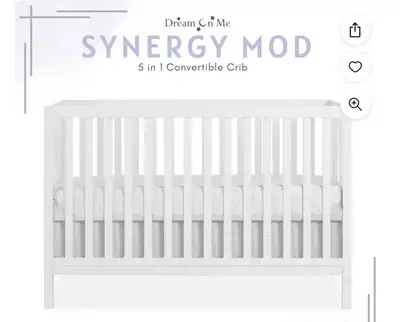 This Dream On Me Synergy Mod 5 in 1 Convertible Crib combines contemporary design with safety and ve...