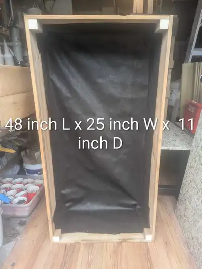 Pressure treated wood. 2 W x 4 L ft x 10 inches high. Garden bed. Buy more then 3 is 45$ each and fr...