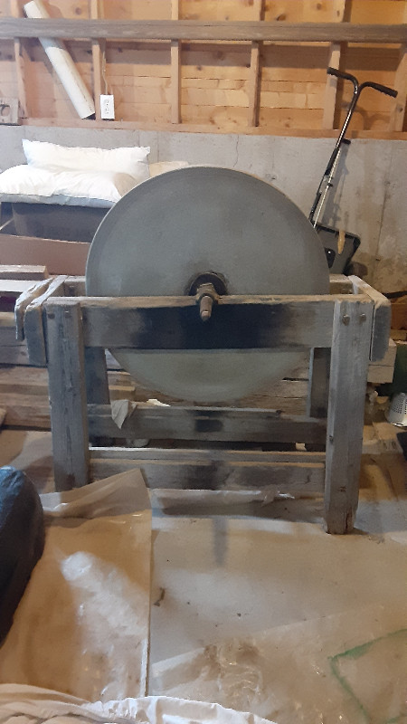 Antique Grinding Wheel Standing on Wooden Base in Other in Dartmouth