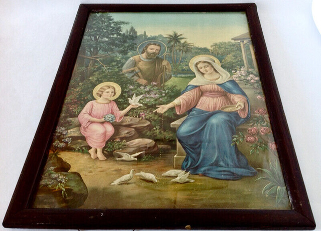 Antiquité Collection Art religieux Cadre ancien "Sainte Famille" dans Art et objets de collection  à Lévis - Image 2
