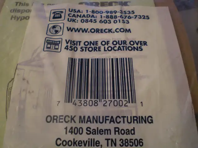 ORECK HOUSEKEEPER BAGS-HYPO ALLERGENIC- $1 EACH in Vacuums in Winnipeg - Image 5