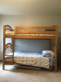 Solid oak twin bunk beds